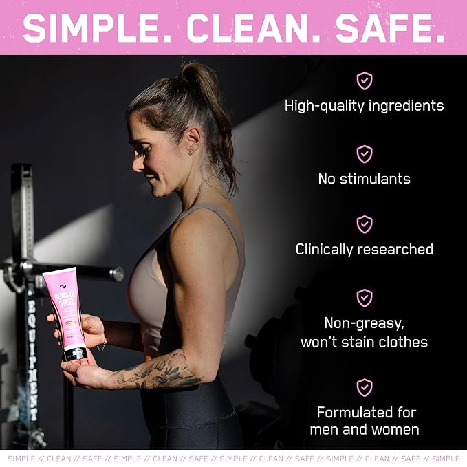 SteelFit Maximum Toning Cellulite Cream, Buns of Steel - Skin Firming & Tightening Body Lotion with Caffeine for Stretch Marks - Anti-Cellulite Remover Treatment for Booty, Thighs, Legs & Glutes