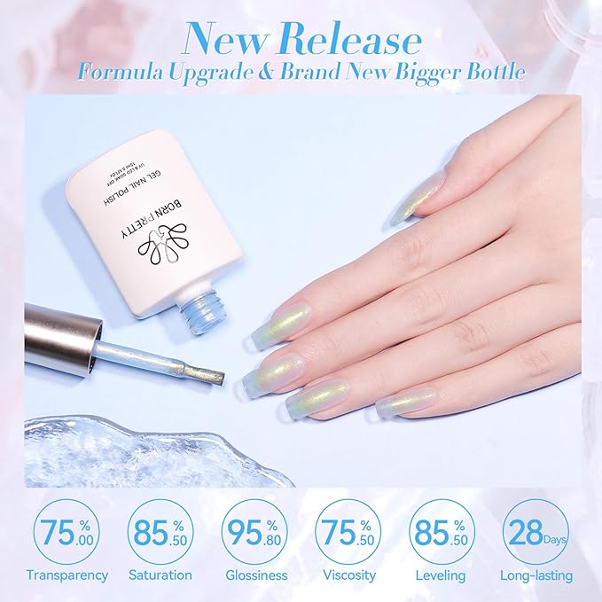 Born Pretty Jelly Gel Nail Polish Jelly Glitter Blue Gel Polish Shimmer Blue Natural Translucent Soak Off Gel Polish Nail Art DIY 15ML