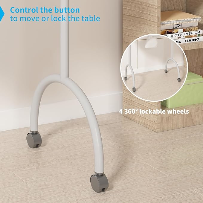 TABU Portable Manicure Nail Table, Foldable Manicure Table with Dust Collector Fan, LED Lamp, 4 Lockable Wheels and Carry Bag, Professional Nail Desk with Wrist Cushion (White)