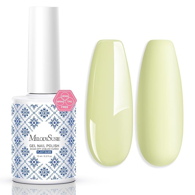 MelodySusie Fleurwee Plant Based Gel Nail Polish, Nail Polish Hema Free 21 Non Toxic Long Lasting No Chip Finger Toe Nail Art Manicure Salon DIY at Home Gifts for Women Light Green P61