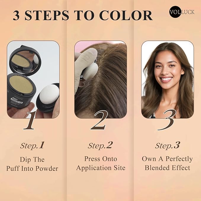VOLLUCK Hairline Powder Instantly, Root Touch up Powder Hair Color Upgraded, Grey Root Cover up Conceals Hair Loss, Hairline Shadow for Women & Men for Thinning Hair Natural, Sweatproof (Light Brown)