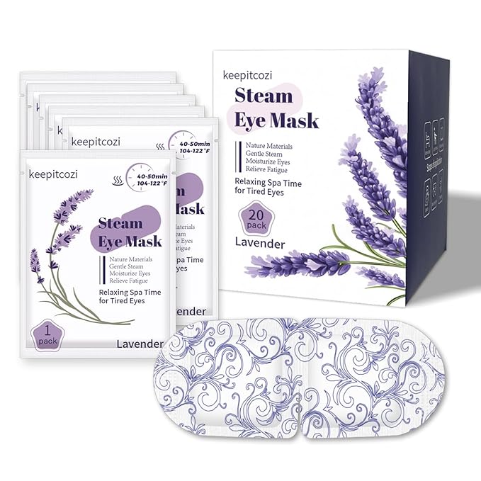 20 Pack Steam Eye Masks, Heated Eye Disposable Mask for Sleep Dry Eyes Dark Circles Treatment, Home Spa Relaxing Trip Gifts for Women Men