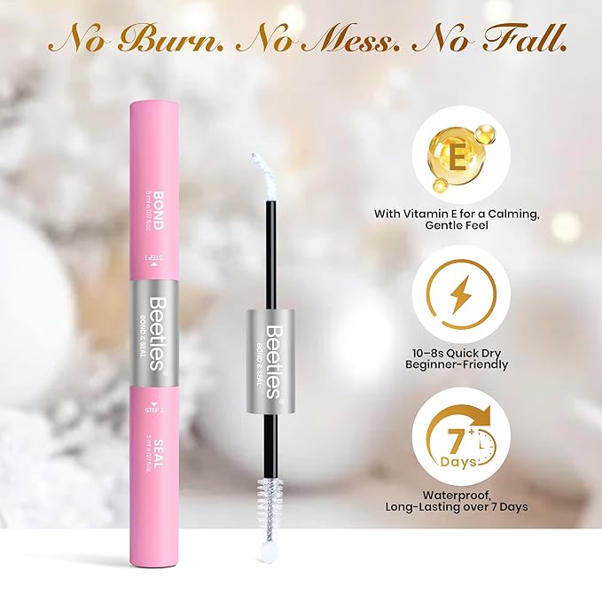 Beetles Christmas Lash Clusters Kit – DIY Eyelash Clusters Gift Set with Bond & Seal, Remover, Stickers & Makeup Bag, 3 Styles and 1 Random Holiday Style Lashes Beginner-Friendly Gift for Women