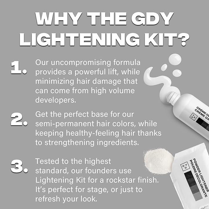 Good Dye Young Hair Lightener Kit (Streaks and Strands) with Dust Free Powder Lightener & 25 Volume Developer - Moisturizing Bleaching Kit - Vegan Hair Bleach (2 oz.)