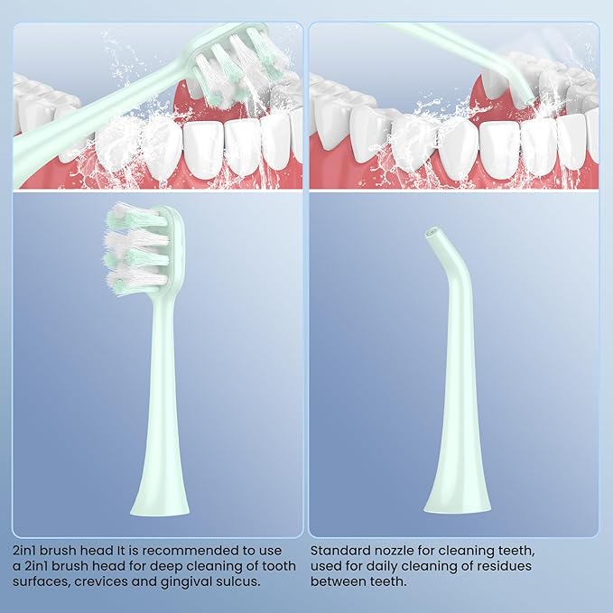 Portable Water flosser with Electric Toothbrush, 2 in 1 Teeth Cleaning Kit, Electric Toothbrush and flosser Combo, Water Flosser for Travel and Home (Green)
