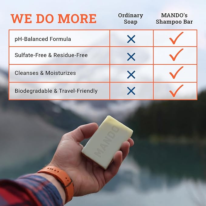 Mando Acidified Cleansing Bar - 24-Hour Odor Control - Removes Odor Better than Soap - Moisturizing Formula - SLS Free, Paraben Free - Safe For Sensitive Skin - Pro Sport