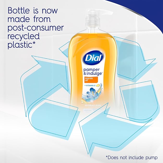 Dial Body Wash, Pamper & Indulge Marula Oil, 32 Fl Oz, Hydraclean Complex & Vitamin E, Gentle, Leaves Skin Feeling Nourished, Dermatologist-Tested, No Parabens & Sulfates