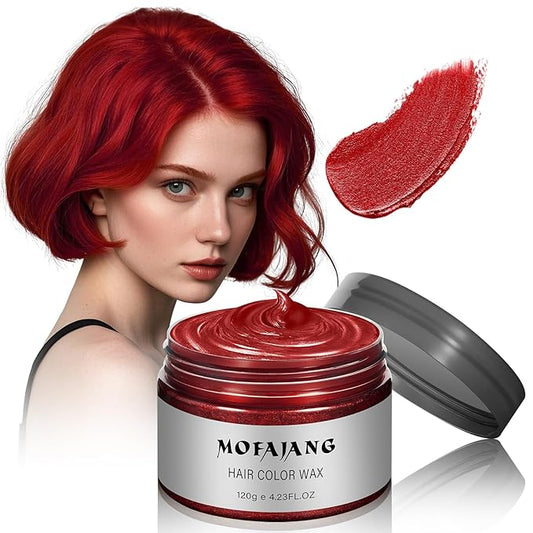Temporary Hair Color Wax, Natural Washable Kids Women Temporary Red Hair Spray, Hair Wax Color Spray 4.23 Ounces,Hair Wax Dye Pomades Clays for Christmas Parties, Role Playing, Cosplay, Halloween(Red)