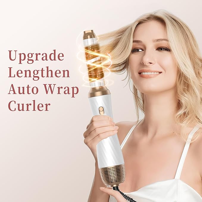 6 in 1 Hair Dryer Brush, Upgrade Detachable Blow Dryer Air Styler Wrap Curler, Hot Air Brush Curly Twist Curling Iron, Negative Ion Blow Dryer Hot Styler, Travel Hair Styling Tool