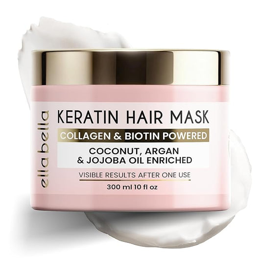 ELLA BELLA® Keratin Hair Mask – Deep Conditioning Hair Treatment & Hair Repair Mask for Dry, Damaged, Curly, and Color-Treated Hair – Hydrating Deep Conditioner for Softness, Shine & Growth