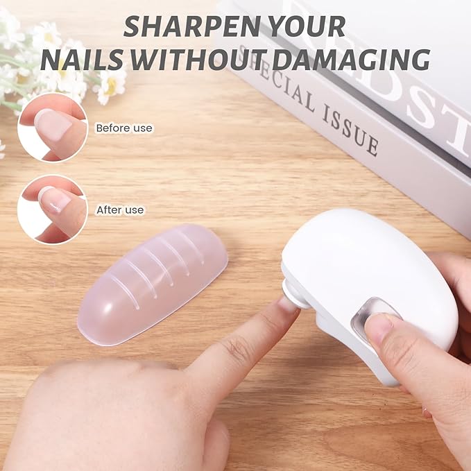 3 in 1 Electric Nail Clipper for Seniors, Baby Nail Trimmer Electric Automatic Trimmer, Safe Electric Toenail Clippers Nail File Tools for Adult, Manicure Kit Grinder with Polishing(White)