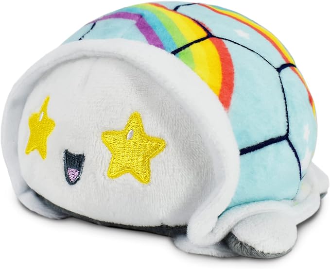 TeeTurtle - The Original Reversible Turtle Plushie - Rainbows - Cute Sensory Fidget Stuffed Animals That Show Your Mood 3.5 inch