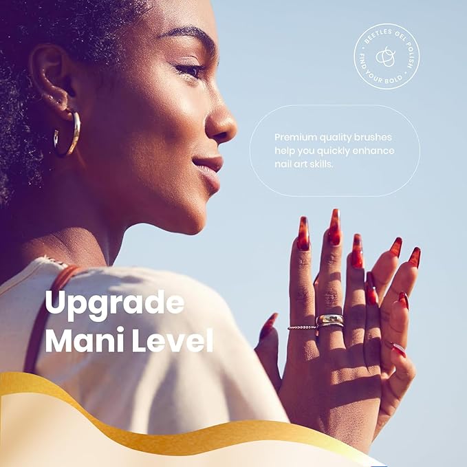 Beetles Gel Polish Nail Art Liner Brushes 5Pcs Painting Art Design Pen Set Diamond Application Rhinestone Handle Dotting Drawing Sizes 5 7 9 11 20mm Nail Design Gift for Women