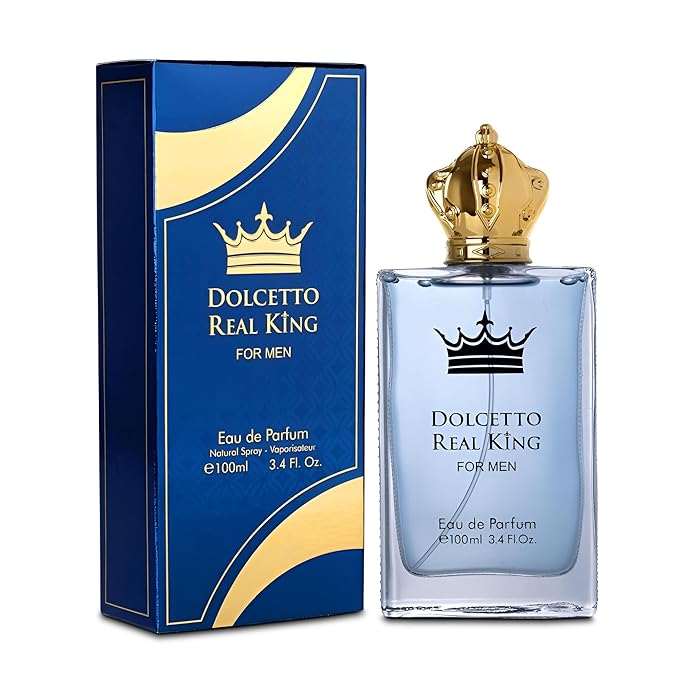 Dolcetto Real King Sensual Woody Fragrance for Men | Long Lasting Cologne Aromatic Scent, Eau de Parfum Natural Spray - Great Holiday Gift, 3.4 Fl Oz/100 Ml