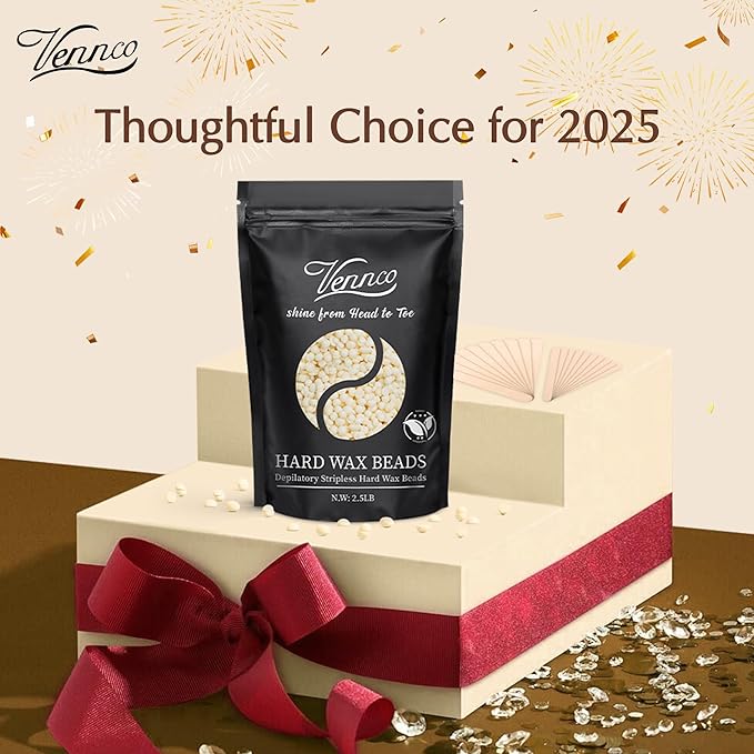 2.5lb Cream Hard Wax Beads, Premium Coconut-Infused Hair Removal Wax for Full Body - Ideal for Brazilian, Bikini, Legs, Arms, Chest, and Back