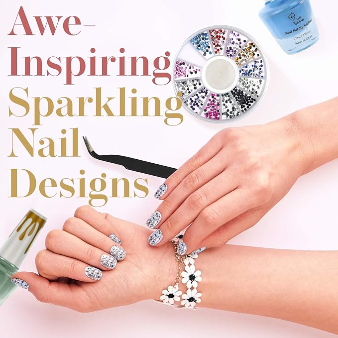 Nail Art Kit for Girls - Beginner's Set with Rhinestones, Crystals, Tweezer, Dotting Tool & Accessories