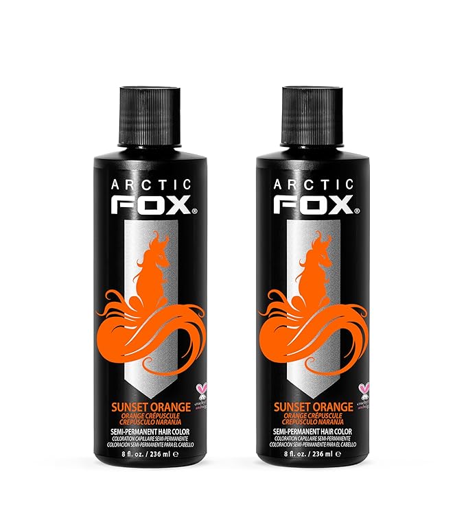 Arctic Fox Semi-Permanent Hair Dye, Vegan & Cruelty-Free, Ammonia-Free, Peroxide-Free, Conditioning Formula, Vibrant Sunset Orange, For All Hair Types, 8 Fl Oz (Pack of 2)