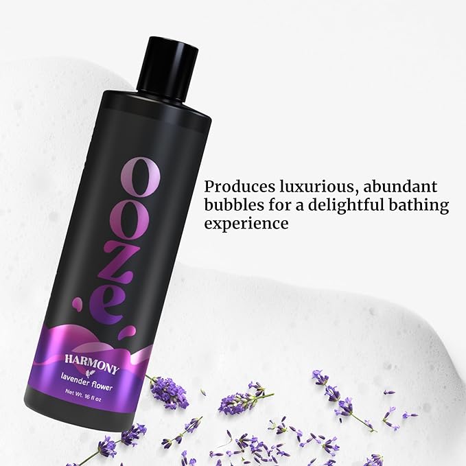 OOZE Lavender Bubble Bath for Women (473ml) - Bath Bubbles for Relaxing, Calming & Soothing - Self-Care & Wellness - Zero Parabens, Cruelty-Free, Made in The USA