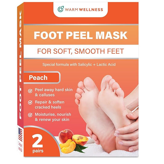 Foot Peeling Mask – Lavender Exfoliating Treatment Booties for Callus Removal & Renewal of Dry, Cracked Feet – Dermatologist-Inspired Moisturizing Spa Therapy for Men & Women (Peach 2 Pairs)