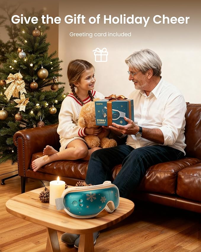 RENPHO White Elephant Christmas Birthday Gifts for Mom Dad Women Men Her Him, Eyeris 1 Eye Massager with Heat, Eye Mask for Migraine, Smart Sleep Mask for Dry Eyes Relax, Reduce Strain Xmas Green