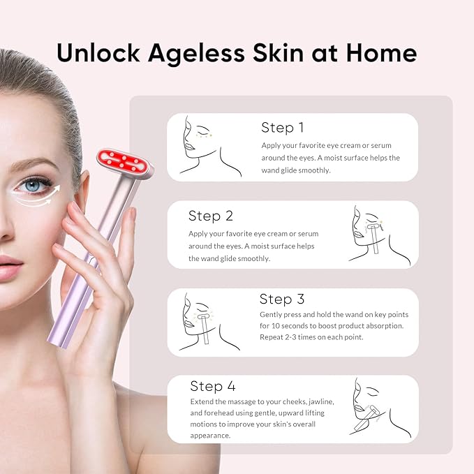 Red-Light-Therapy-for-Face, 7 in 1 LED Light Therapy Eye Equipment for Skin Care at Home, Red Light Therapy Face Massager Eye Beauty Skincare Rejuvenation Tool for Anti-Aging, Wrinkles & Glowing Skin