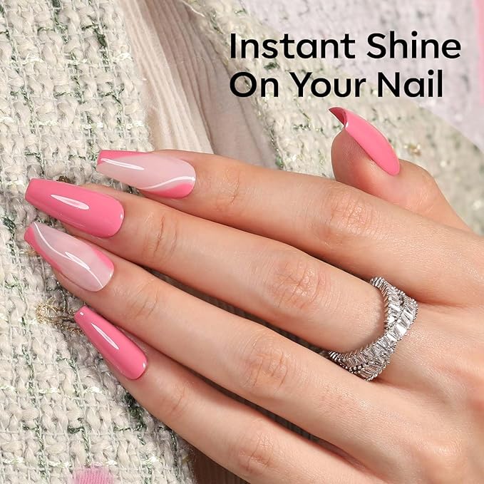 modelones Gel Nail Polish, 15 ML Pink Light Pink Gel Polish Nail Polish High Gloss Soak Off U V French Nail Manicure Salon DIY for Women Girls