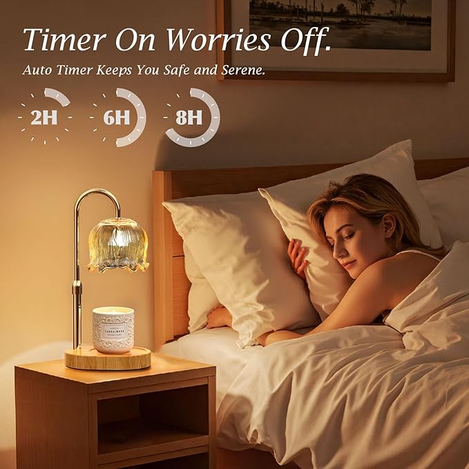 Candle Warmer Lamp Gifts for Mom, Adjustable Height Dimmable Candle Warmer with Timer, Wax Melt Lamp for Scented Candles White Elephant Gifts for Adults Home Essentials