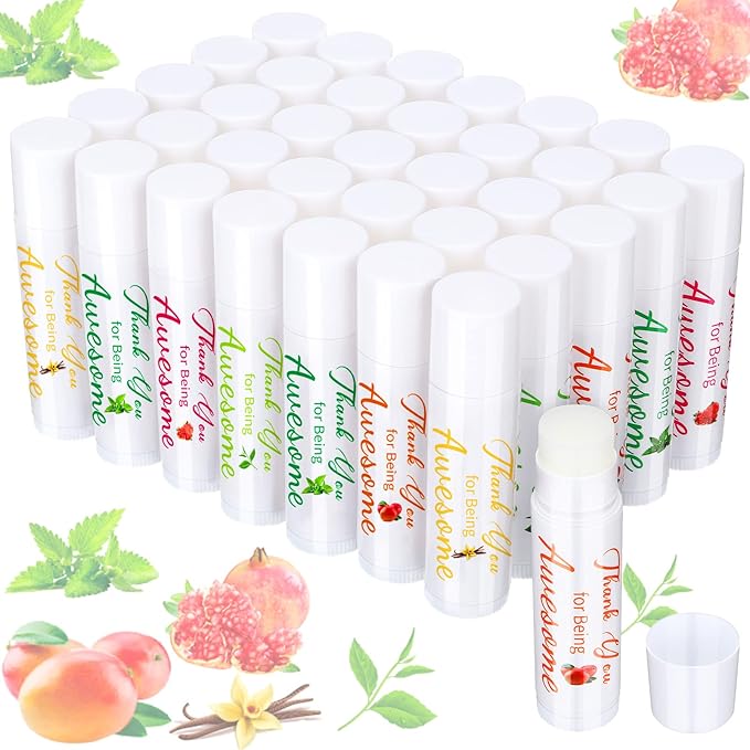 35 Pack Lip Balm Gifts Thank You for Being Awesome Moisturizer Assorted Flavors Bulk Gift Beeswax Natural Ingredients Fall Thanksgiving Christmas Appreciation Party Favors for Coworkers Women Friend