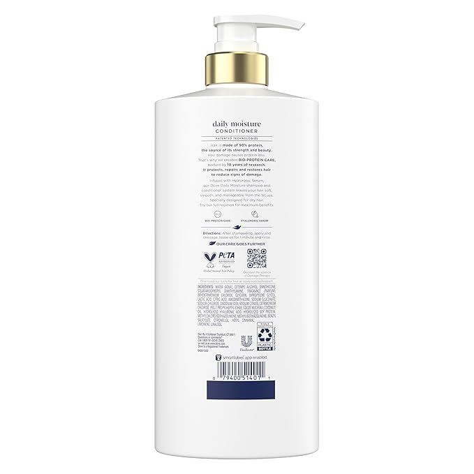 Dove Conditioner Daily Moisture for Dry Hair with Bio-Protein Care Technology and Hyaluronic Serum 28 Fl Oz