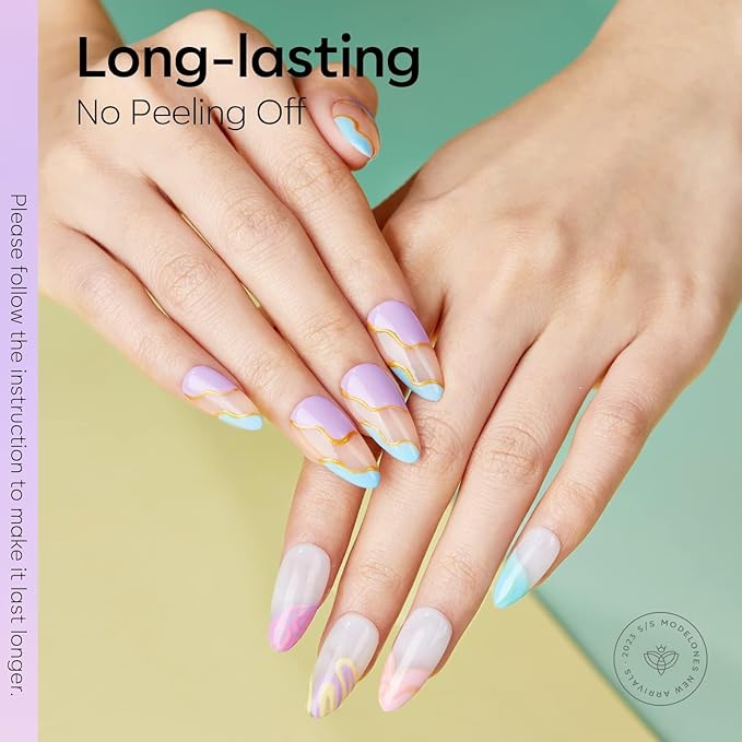 modelones Pastel Gel Nail Polish, 15 ML Purple Gel Polish Lavender Periwinkle Nail Polish Soak Off U v LED Pale Macaron Colors Summer Nail Art DIY Manicure at Home Gift for Women