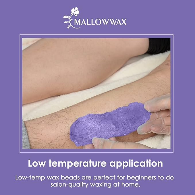 Lavender - Wax Beads for Hair Removal - Natural & Hypoallergenic Formula - Stripless Refillable 2LB - Ideal for At-Home Use and Sensitive Areas
