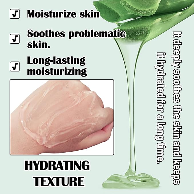 8Pcs Organic Aloe Vera Gel for After Sun Skin Care,Natural Moisturizing Aloe Vera Gel for Face & Body,Easy to Portable Face Moisturizer,Travel Size Pure Vera Aloe Gel for all Skin Types E