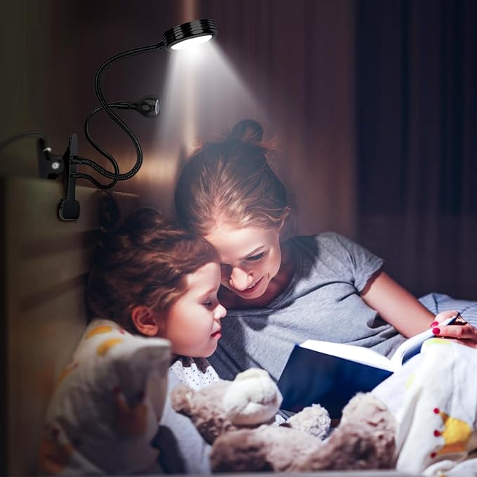 AORAEM LED Nail Lamp Double-Headed U V LED Light Quicky-Dry Nail Manicure Dryer Curing Light with Portable Gooseneck and Clamp Flash Cure U V Light for Gel Nails Professional Home DIY Salon Black