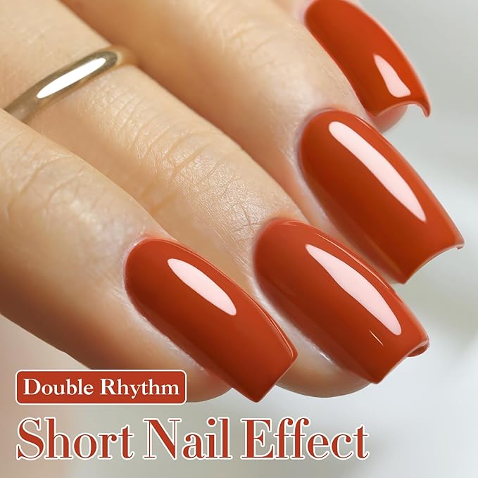 Double Rhythm Gel Polish 15ML Pure Sheer Same Color Same Bottle Soak Off Gel Polish Nail Art Manicure Salon DIY at Home for Women (Red-A1398)