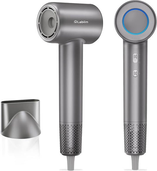 Hair Dryer, High-Speed Ionic Low Noise Blow Dryer with Brushless Motor for Fast Drying, Thermo-Control Quiet Compact Hair Blow Dryer, Hairdryer with 1 Nozzle Attachments for Home Salon Travel