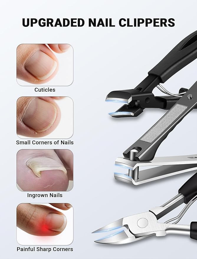 Toenail Clippers for Seniors Thick Toenails, Sharp Ingrown Toenail Clippers Nail Cutter Long Handle with Wide Jaw for Thick Nails, Heavy Duty Large Toe Nail Clipper Set for Men & Women,7 Pcs