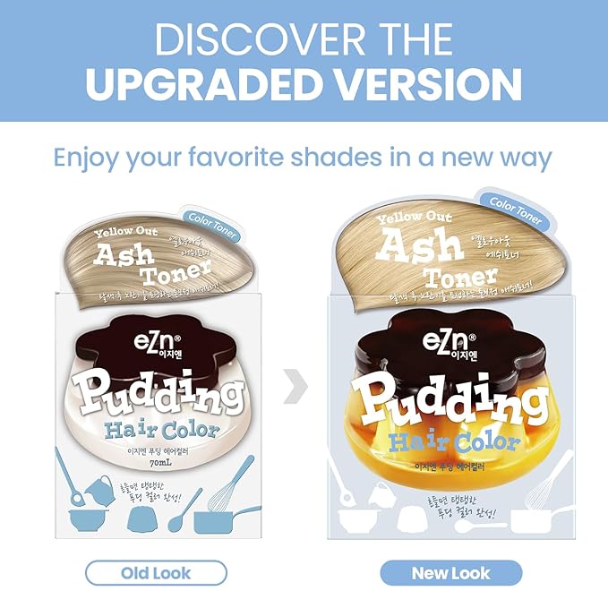 eZn Pudding Hair Dye, Ammonia-Free, Semi-Permanent DIY Korean Hair Dye Color with Keratin, Odorless Gentle for Sensitive Skin No Skin Irritation (Ash_Toner)