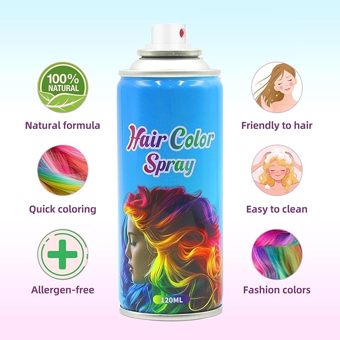 Green Hair Dye, Hair Color Spray for Women and Kids, Washable Green Hair Spray, One-Time Use, Non-Sticky Root Touch Up, Natural Hair Color Wax for Party, Cosplay, Halloween, Christmas (green)