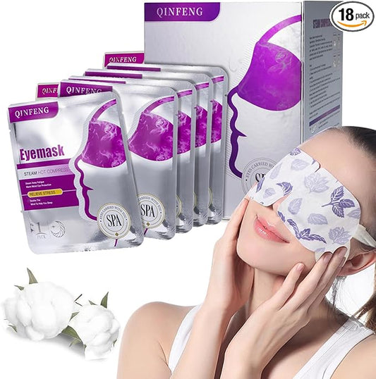 18 Packs Steam Eye Mask for Dry Eyes Self Heating Masks Cornea Care Rest Disposable SPA Warm Compress,Eye Mask for Sleep,Stye Eye Treatment,Reduce Eye Fatigue Travel Essentials(Unscented)