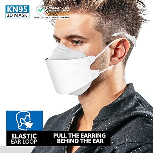 KN95 Face Masks 50 Pack, Breathable Comfortable and Disposable KN95 Mask, White