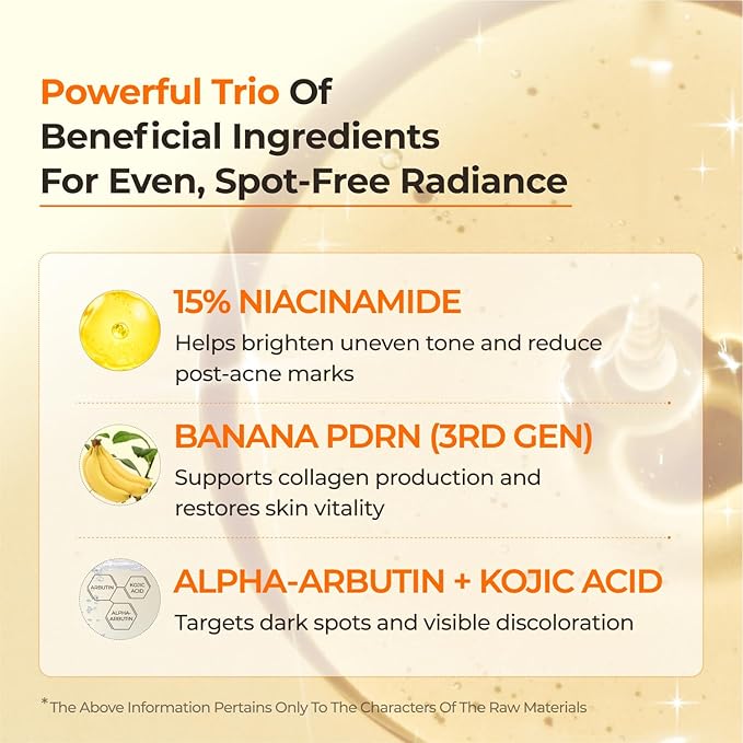 15% Niacinamide + Alpha Albutin + Banana PDRN Starry Niacin 15 Correcting Serum – Potent Brightening Serum for Uneven Tone & Dark Spots, Fragrance-Free | Korean Skincare (1.01 fl.oz / 30ml)