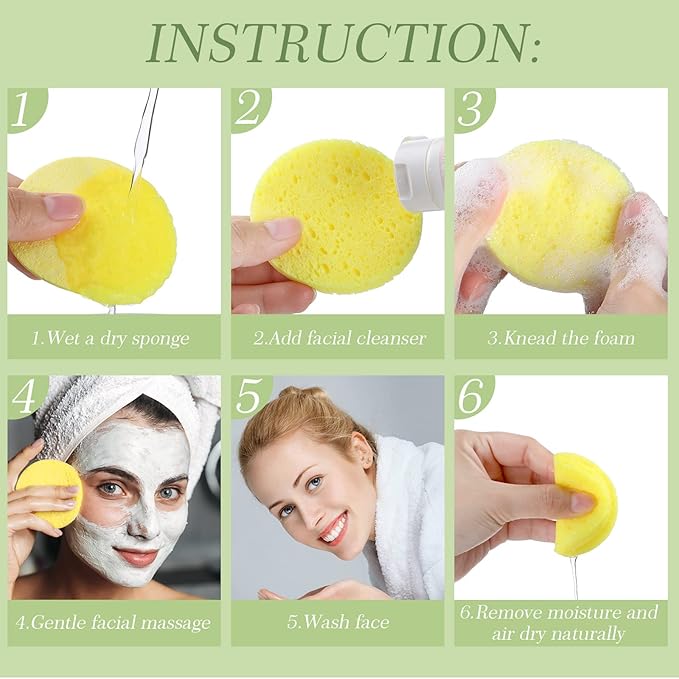 Sieral 120pcs Compressed Facial Sponges Disposable Natural Face Sponges Round Soft Pads with Container for Washing Face Cleansing Exfoliating Esthetician Makeup Removal Travel(Multicolor)