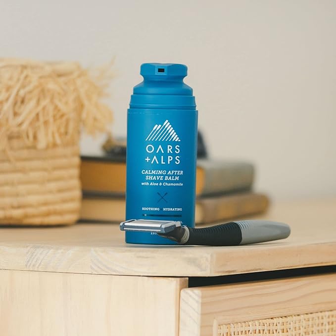 Oars + Alps Calming After Shave Balm and Lotion for Men, Dermatologist Tested and Infused with Aloe and Chamomile, TSA Friendly, 2.9 Fl Oz