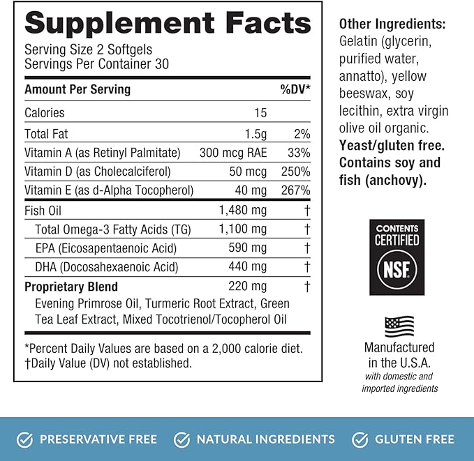 EyePromise EZ Tears Eye Vitamin - 60 Softgels, 30-Day Supply - Eye Supplement with Omega 3s, Primrose Oil & Turmeric Root Extract - Targets Eye Irritation, Dryness, Itchiness & Redness