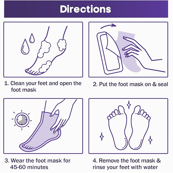 Foot Peeling Mask – Lavender Exfoliating Treatment Booties for Callus Removal & Renewal of Dry, Cracked Feet – Dermatologist-Inspired Moisturizing Spa Therapy for Men & Women (Lavender 4 Pairs)