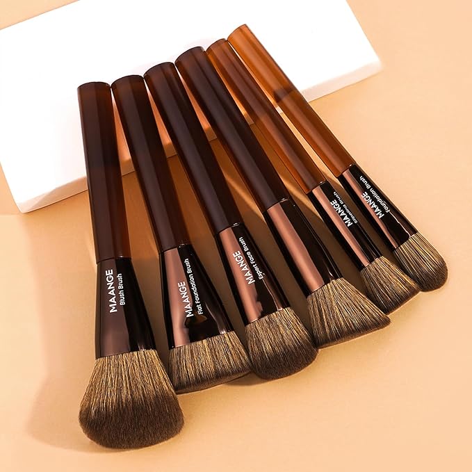 MAANGE 20 PCS Makeup Brushes with Case Professional Makeup Brush Set Premium Synthetic Face Kabuki Foundation Brush Kit (Coffee)