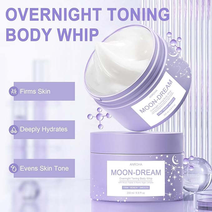Moon Dream Overnight Toning Whip - Get Body Firming Cream for Women - Age Defying Lift and Frim Cream Helps Target the Appearance of Loose Skin On the Body 6.8 Fl oz