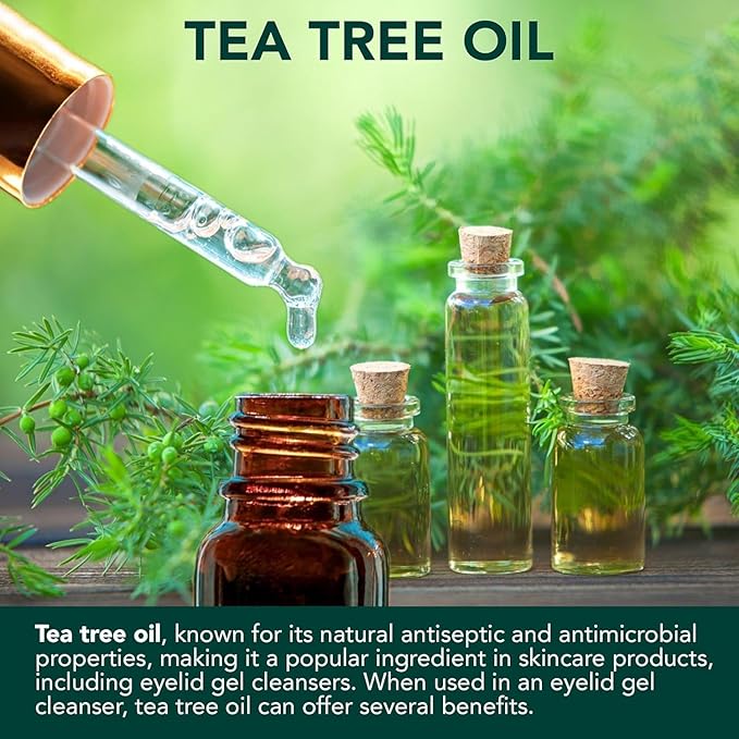 NOVEHA Demodex Extra Strength Eyelid Gel Cleanser - for Demodex, MGD and Dry Eye with Pro-Vitamin B5, Tea Tree Oil, and Hyaluronic Acid - Gentle Cleansing, Soothes Itchy Eyelid - 50mL (3 Pack)