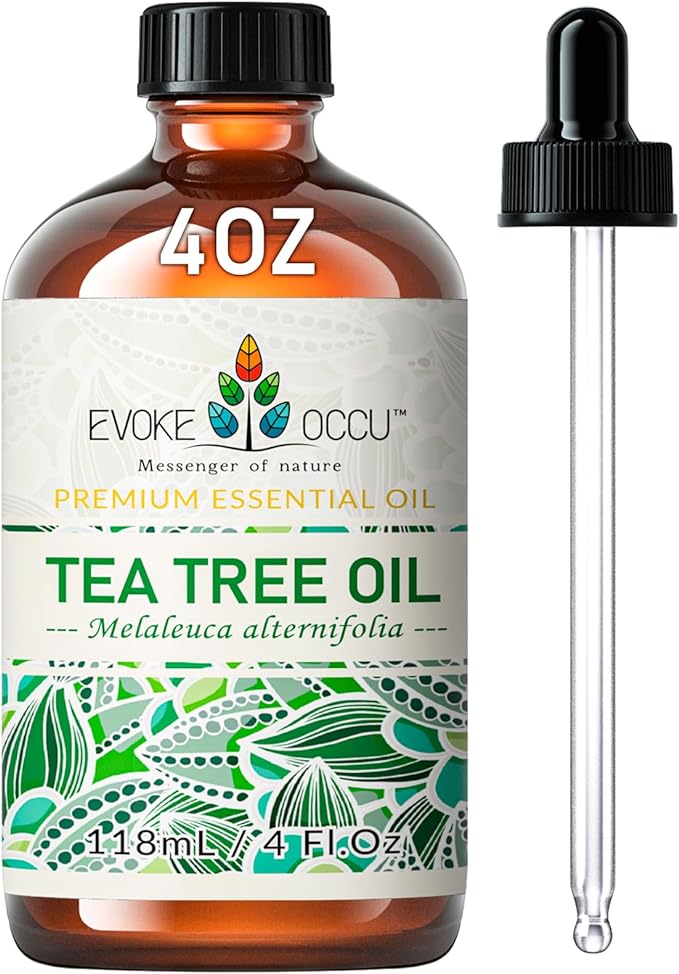 EVOKE OCCU 100% Pure Tea Tree Oil, for Skin, Face, Toenails, Add to Body Wash, Soap, Foot Soak - 4 FL Oz