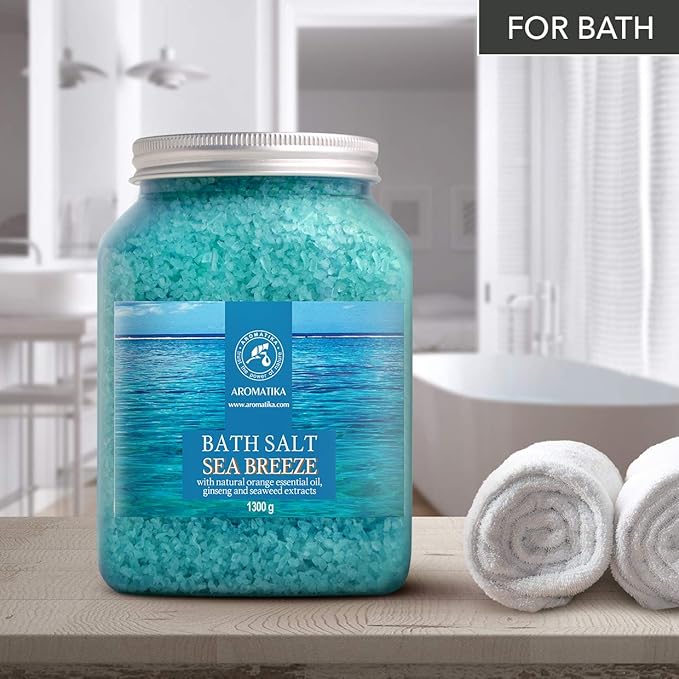 Bath Sea Salt 46 Oz - Sea Breeze Salt - Natural Bath Sea Salts - Best for Good Sleep - Relaxing - Calming - Body Care - Beauty - Aromatherapy